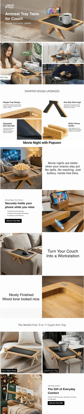Couch arm tray Amazon Store scroll