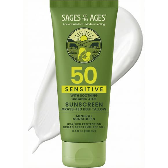 Sages of the Ages SPF 50 mineral sunscreen A+ content A/B test